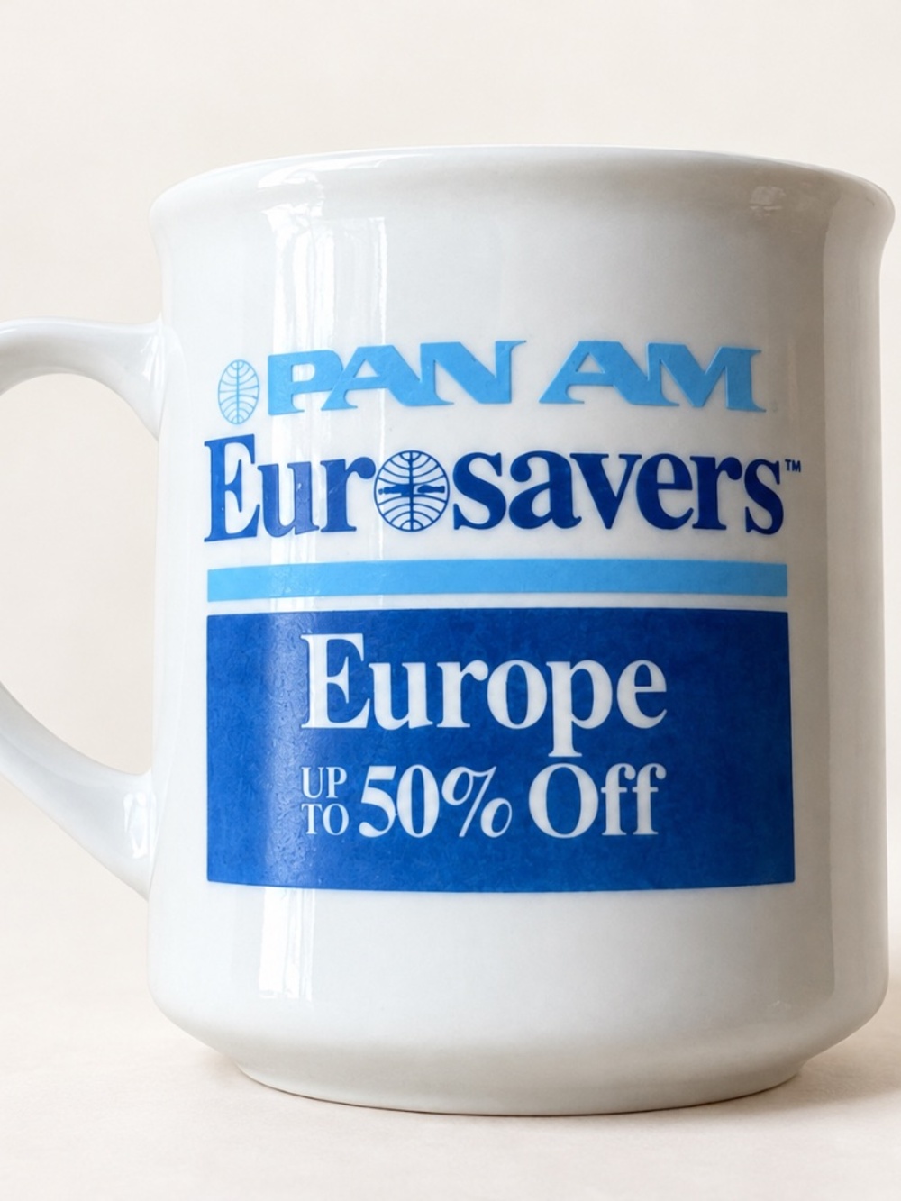 Vintage Pan Am Eurosavers Europe Promo Coffee Mug Airline Travel Collectible